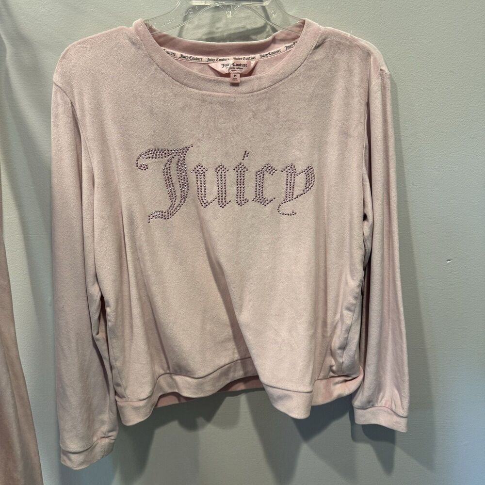 Juicy Couture Velour Lounge Set Studded Jogger Pants Pink Y2K Pjs Women Medium - Picture 10 of 11